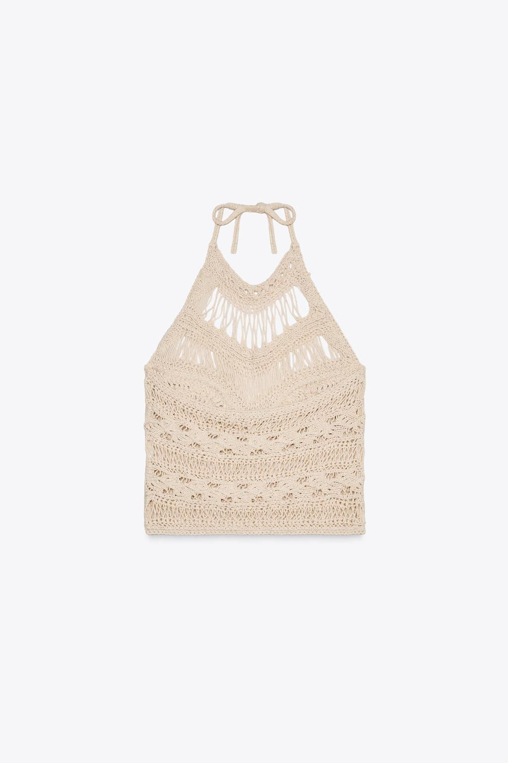 DISTRESSED KNIT HALTER TOP - Zara фото 3