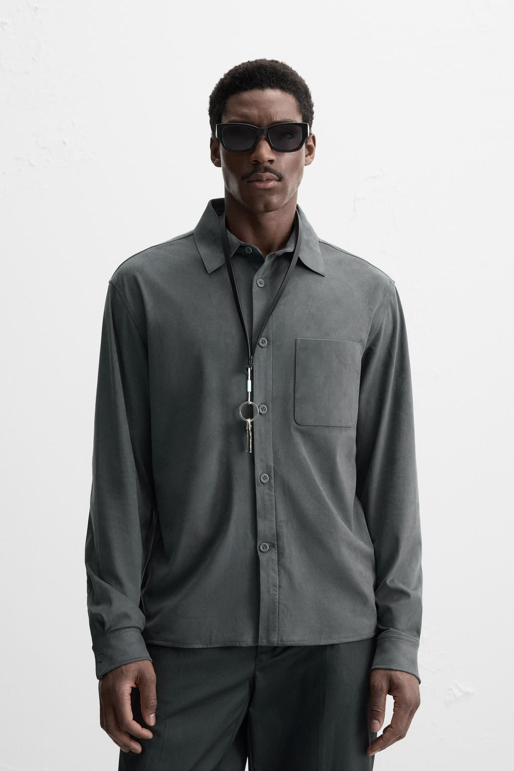 LIGHTWEIGHT FAUX SUEDE OVERSHIRT - Zara фото 18