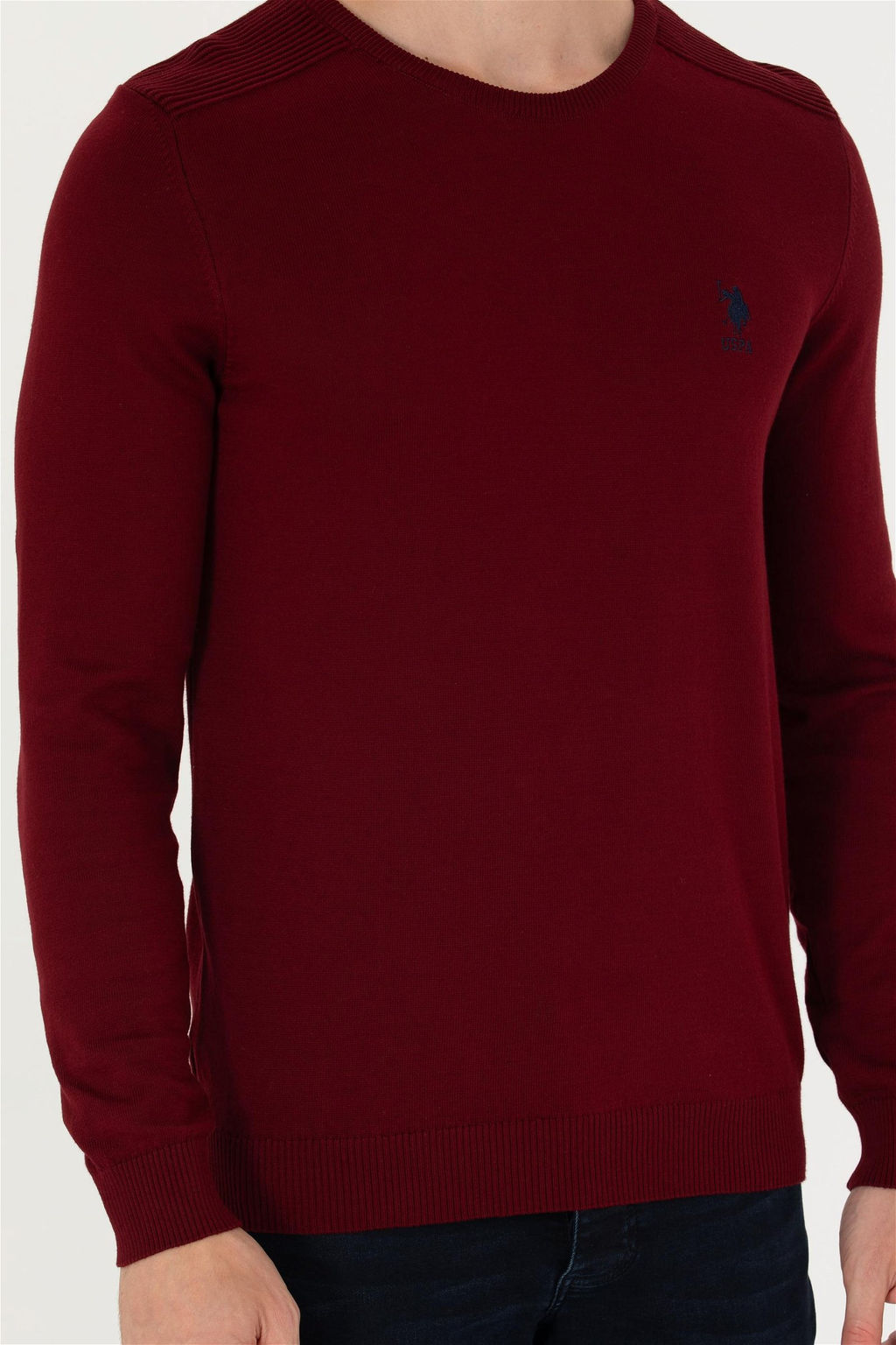 U. S. Polo Assn Мужской бордово-красный базовый свитер - U.s. polo assn фото 6
