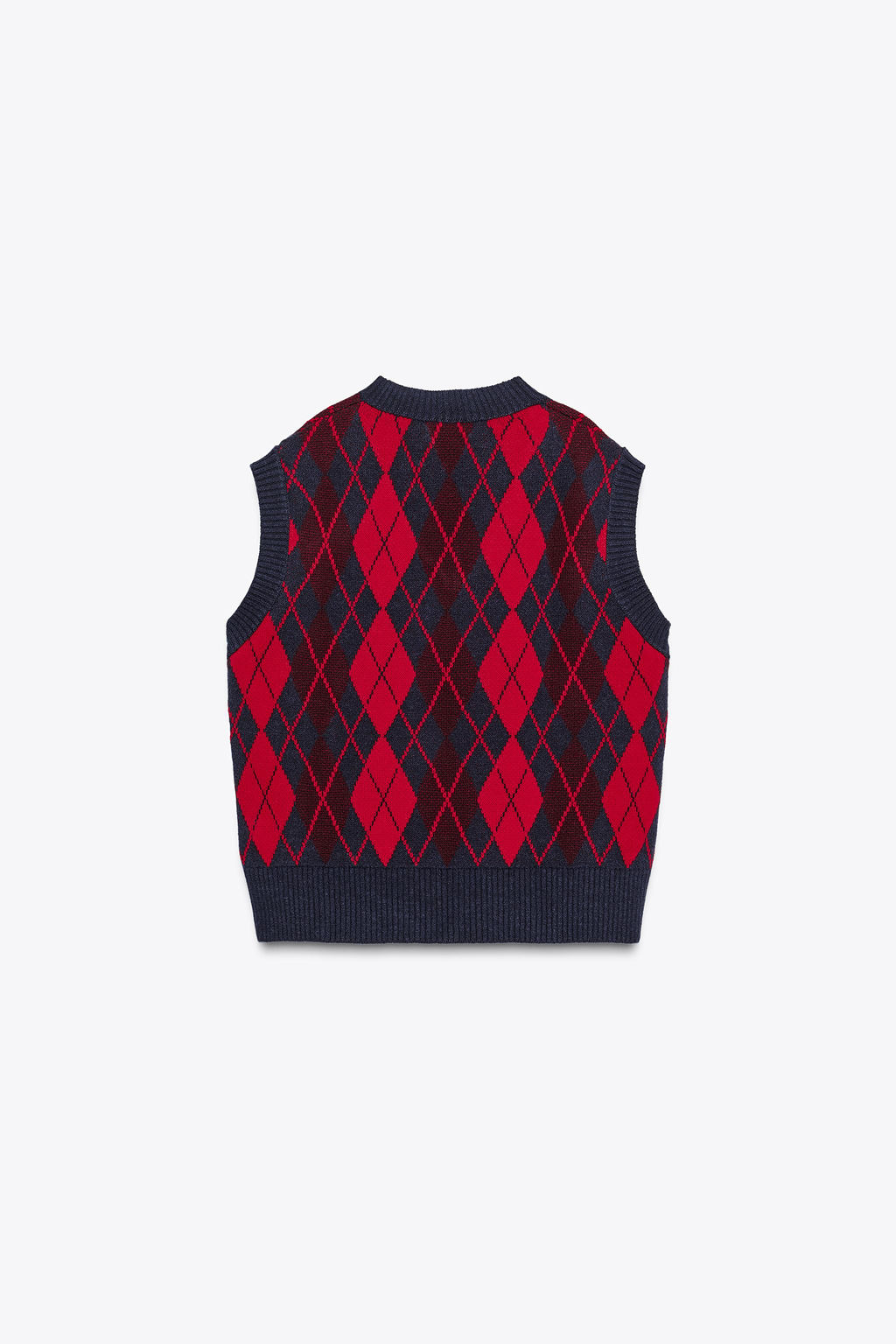 ARGYLE KNIT OVERSIZE WAISTCOAT - Zara фото 7