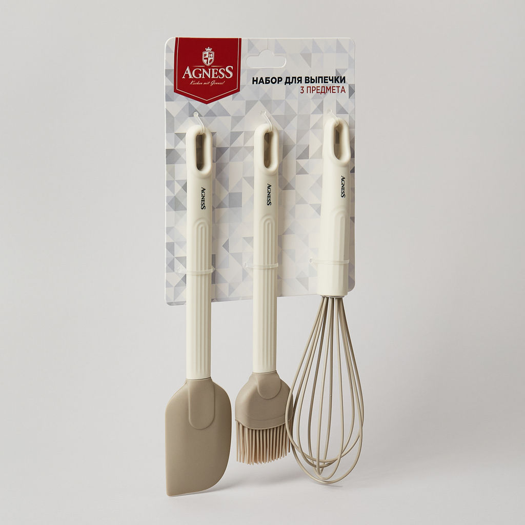 НАБОР: ВЕНЧИК, ЛОПАТКА, КИСТОЧКА AGNESS, 3 ПРЕДМЕТА  фото 2
