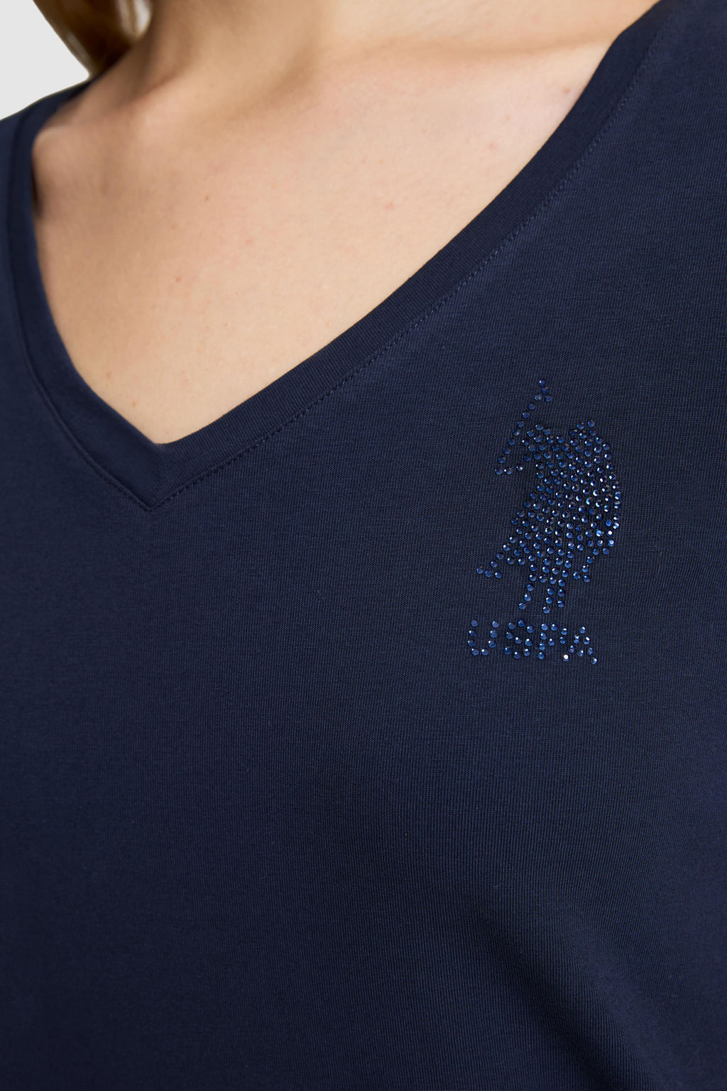 Kad_n Lacivert V Yaka Basic Ti__rt - U.s. polo assn фото 6