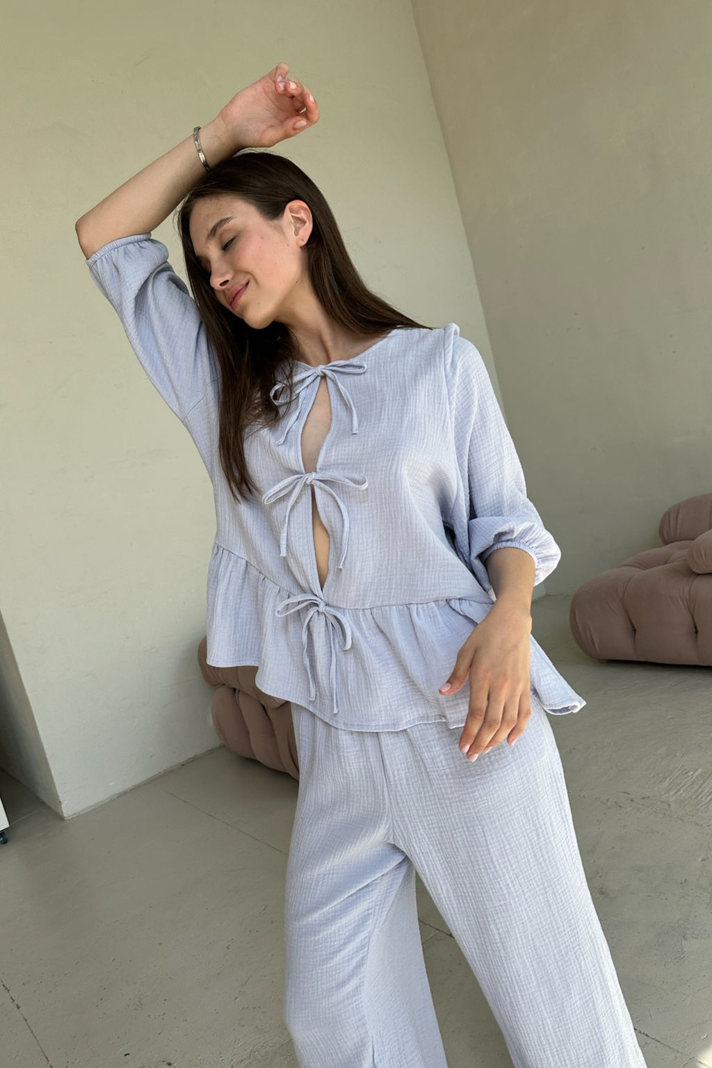 Костюм муслин SET070/01/Голубой