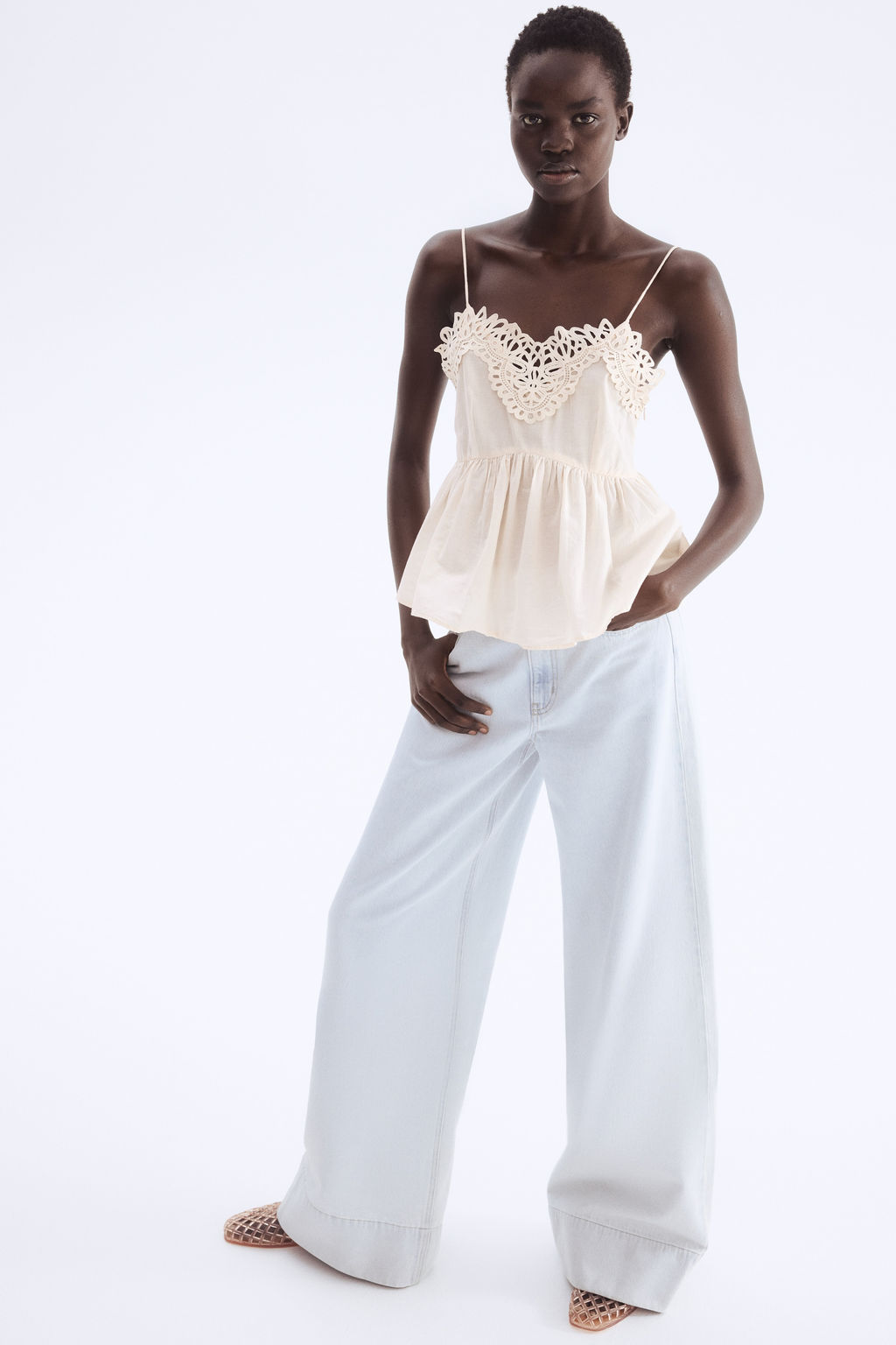 Top de tirantes con ribete de encaje - H&m фото 4