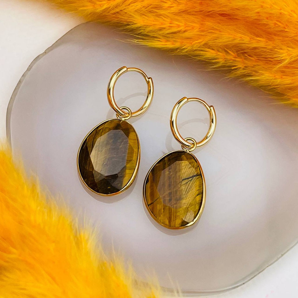 Серьги с камнем Тигровый глаз - Радуга самоцветов фото 2