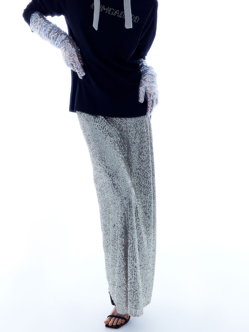 Юбка женская серебристая с пайетками серебро 152798 - Mark formelle фото 5