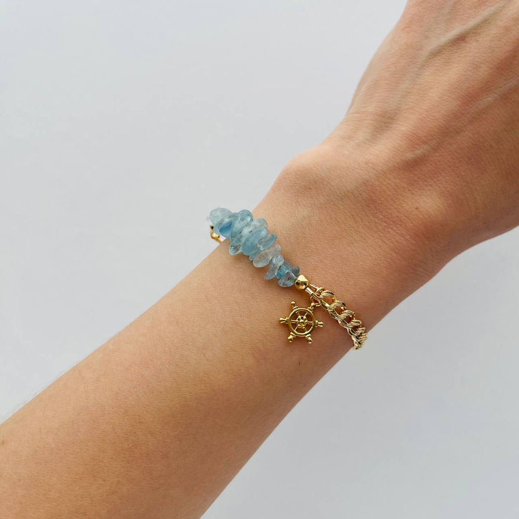 Браслет на цепочке из Аквамарина - Радуга самоцветов фото 2