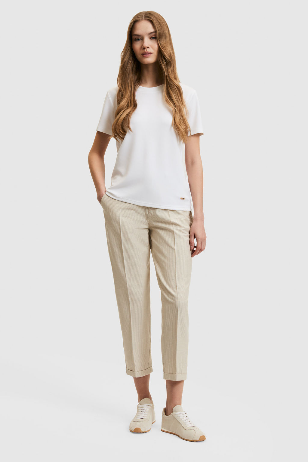 Kad_n Beyaz Bisiklet Yaka Basic Ti__rt - U.s. polo assn фото 4