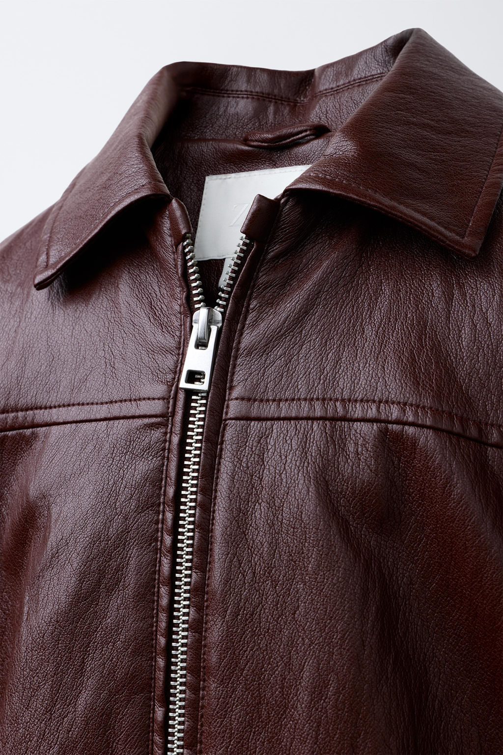 LEATHER-EFFECT BOMBER JACKET - Zara фото 5
