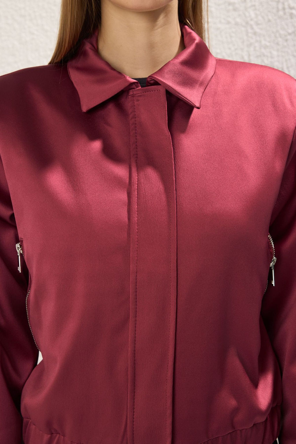 TRENDYOLMILLA Bordo Regular Saten Bomber Ince Ceket Mont TWOSS25MO00021  фото 3