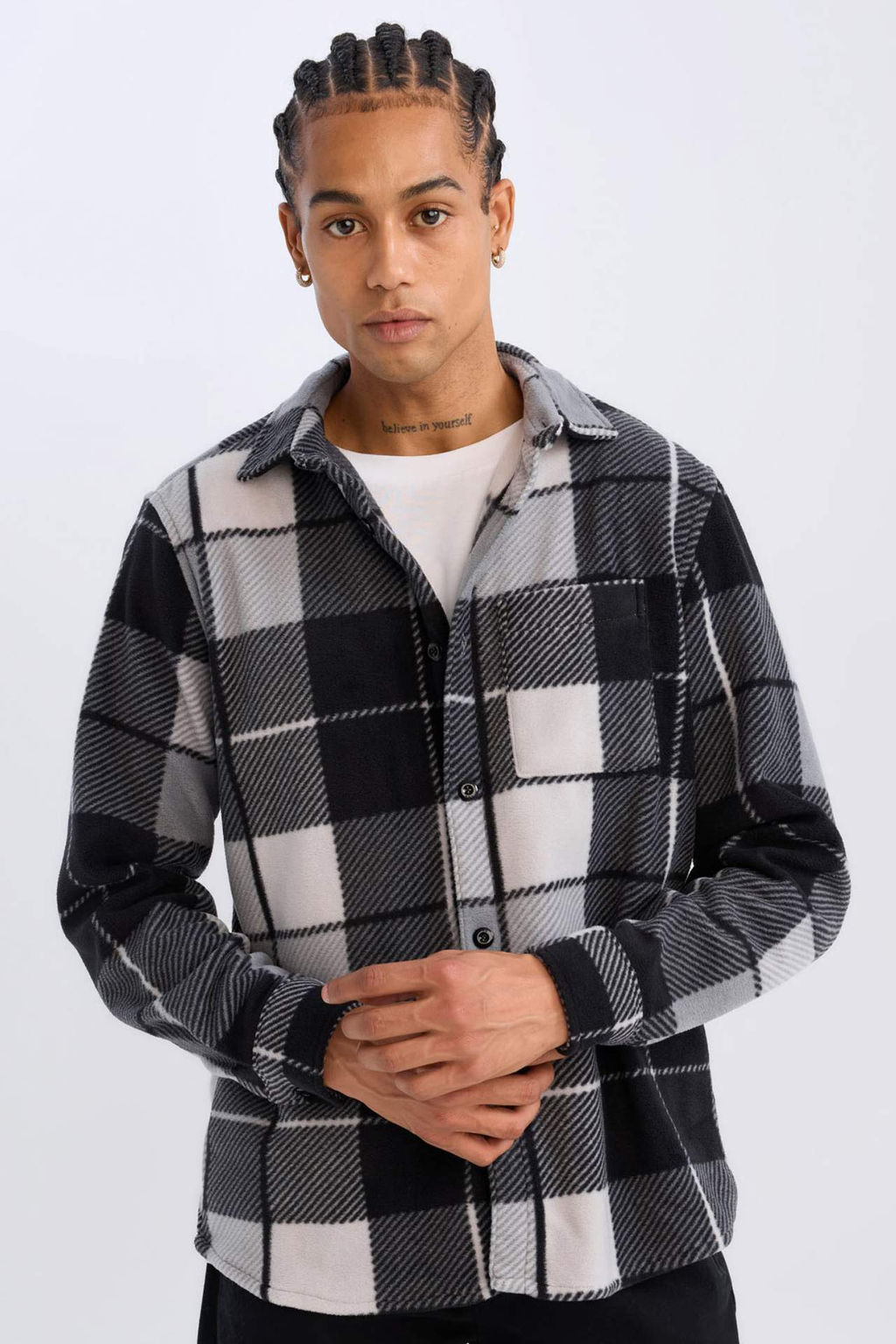Regular Fit Kareli Polar Uzun Kollu Gomlek - Defacto фото 2