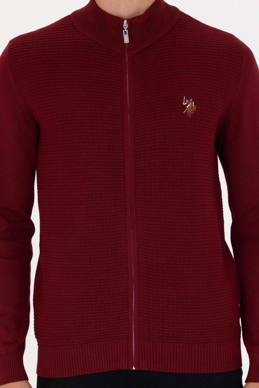 U. S. Polo Assn / Мужской бордовый базовый трикотажный кардиган - U.s. polo assn фото 20