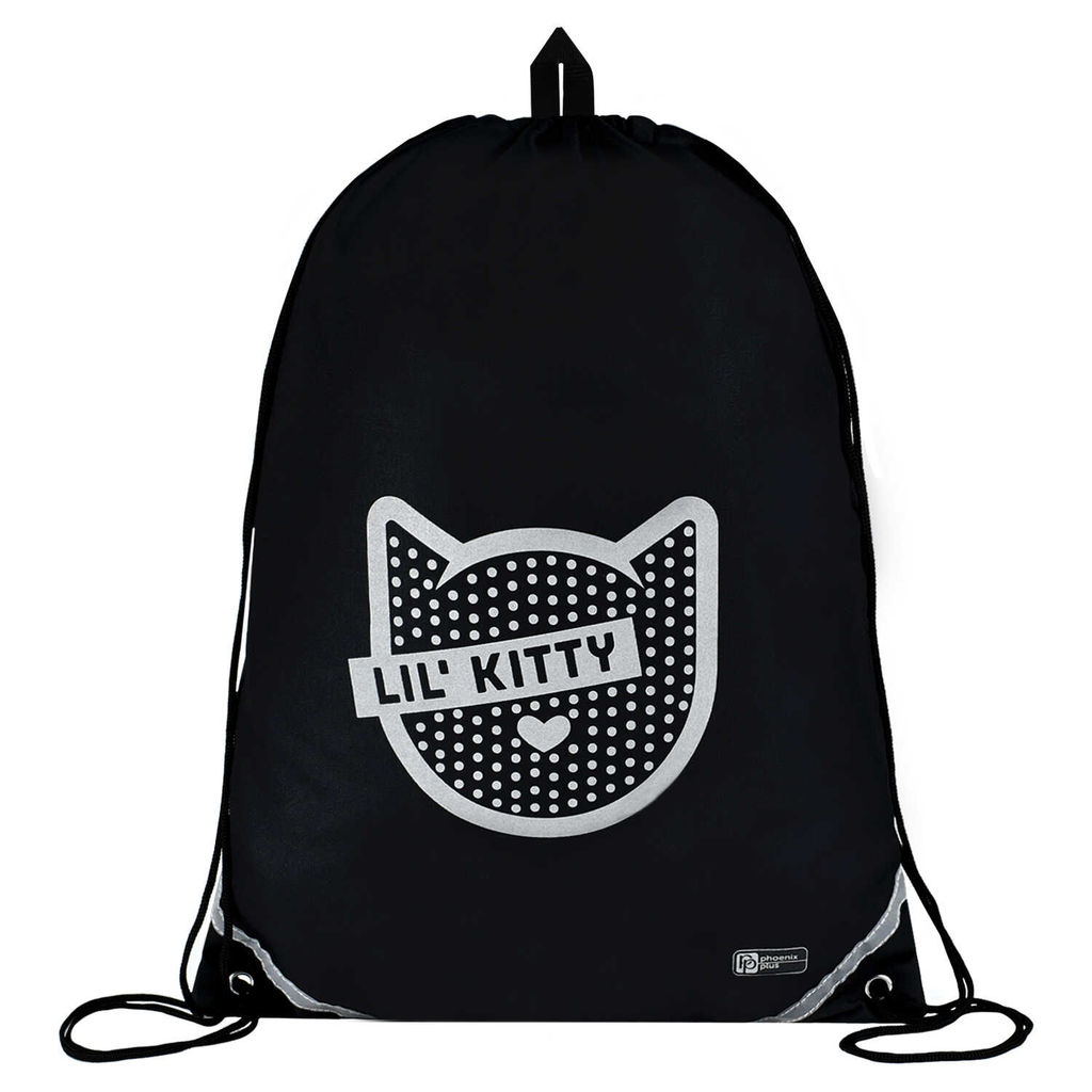 Мешок-рюкзак для обуви Феникс+, арт.72078/ 48 СЕРЕБРЯНЫЙ КОТЕНОК (36x48 см, полиэстер, светоотражающ