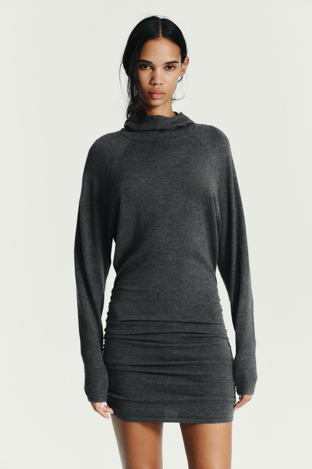HOODIE KNIT MINI DRESS