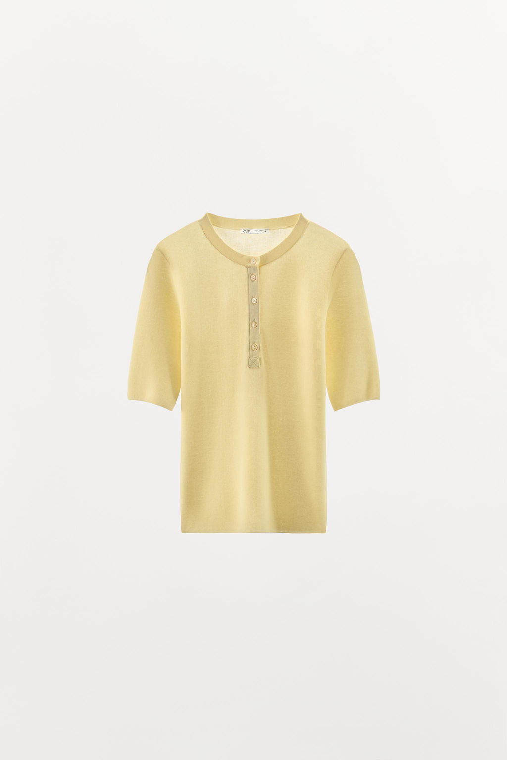 CAMISETA MEZCLA ALGOD?N BOTONES / Amarillo - Zara фото 5