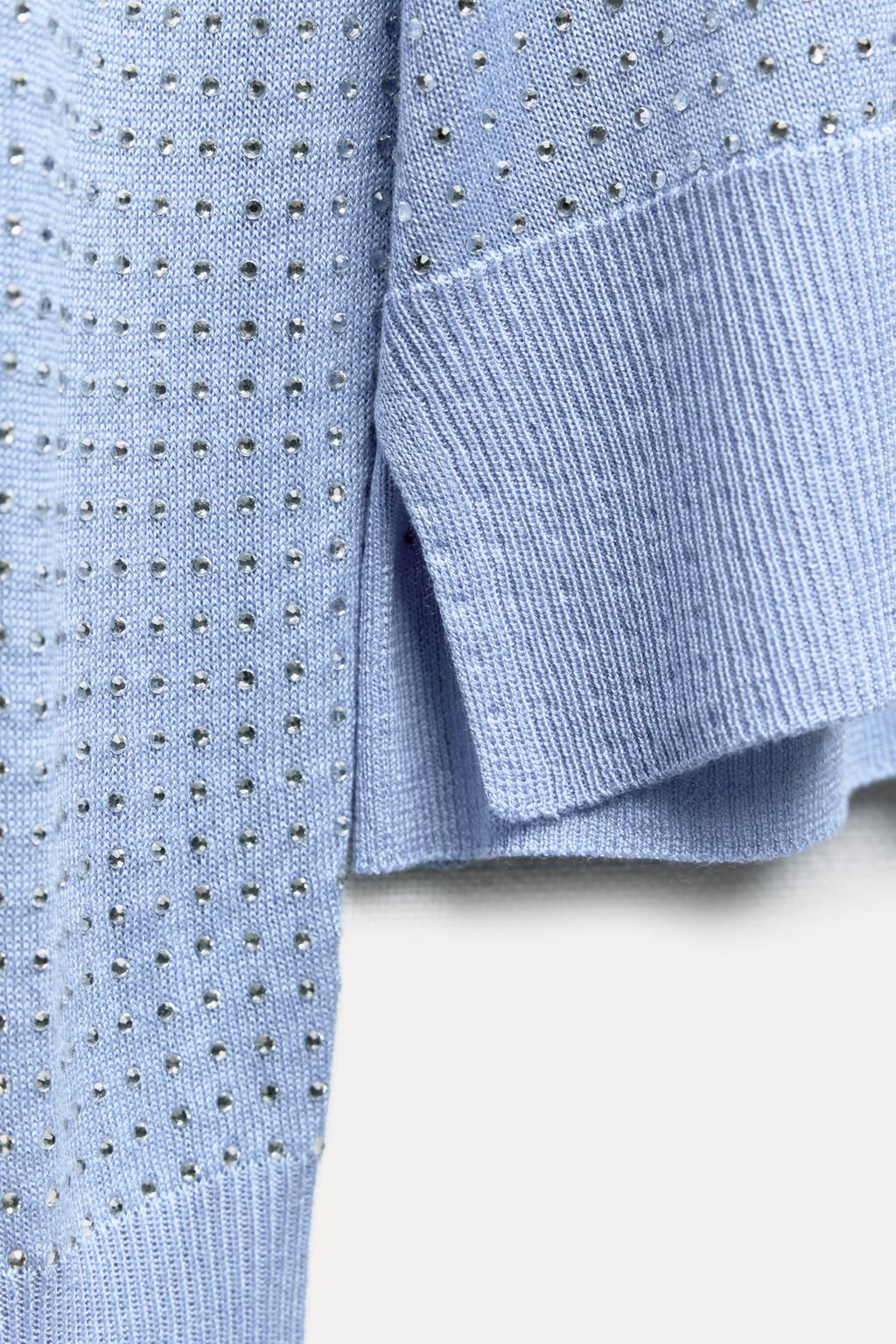 FINE KNIT TOP WITH RHINESTONE DETAIL - Zara фото 6