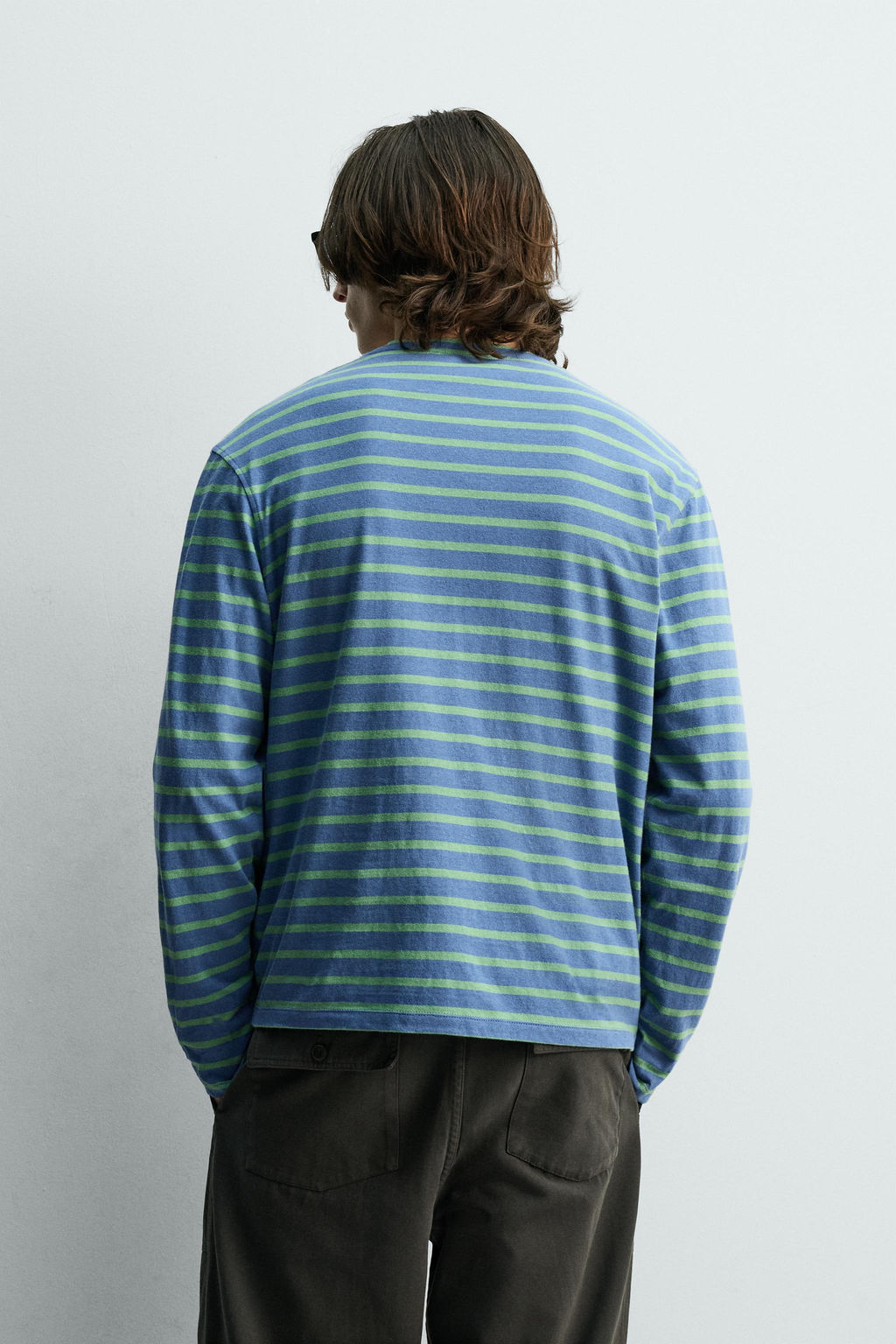 CAMISETA JACQUARD RAYAS / Azul