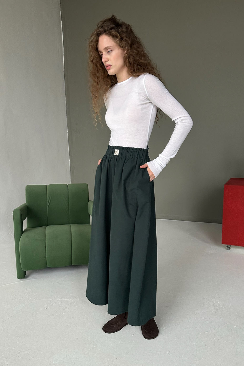 Юбка женская NATURE087/03/Темно-зеленый