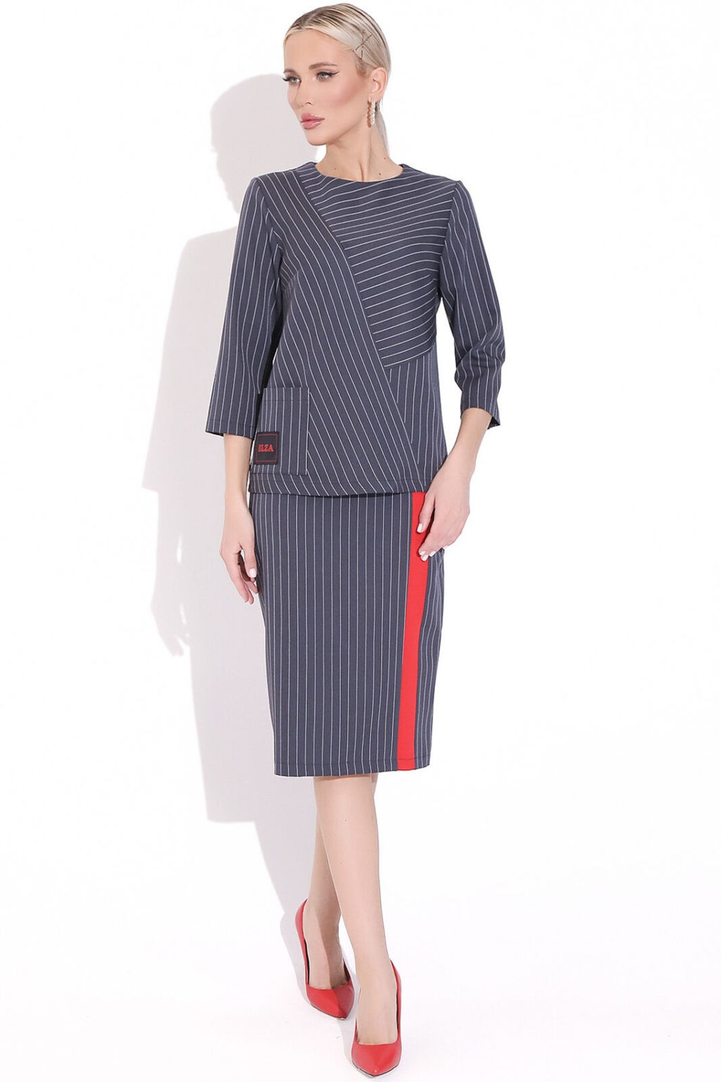 Костюм Элегантная леди (полоска/трюфель) - Эльза фото 4