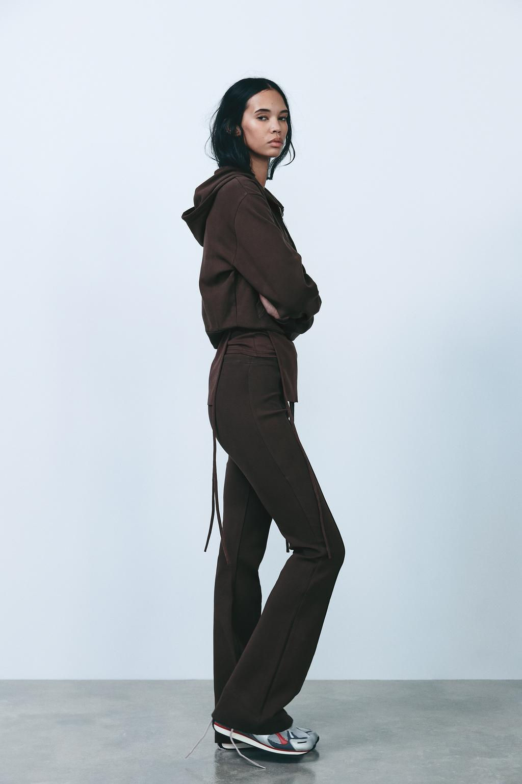 STITCHED INTERLOCK BELL BOTTOM TROUSERS - Zara фото 21