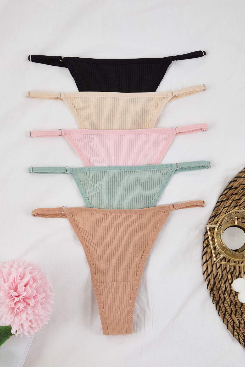 Kahverengi-Cok Renkli 5li Paket Ayarlanabilir Bel Fitilli Orme Tanga Kulot THMAW26KU00017 - Trendyolmilla фото 5