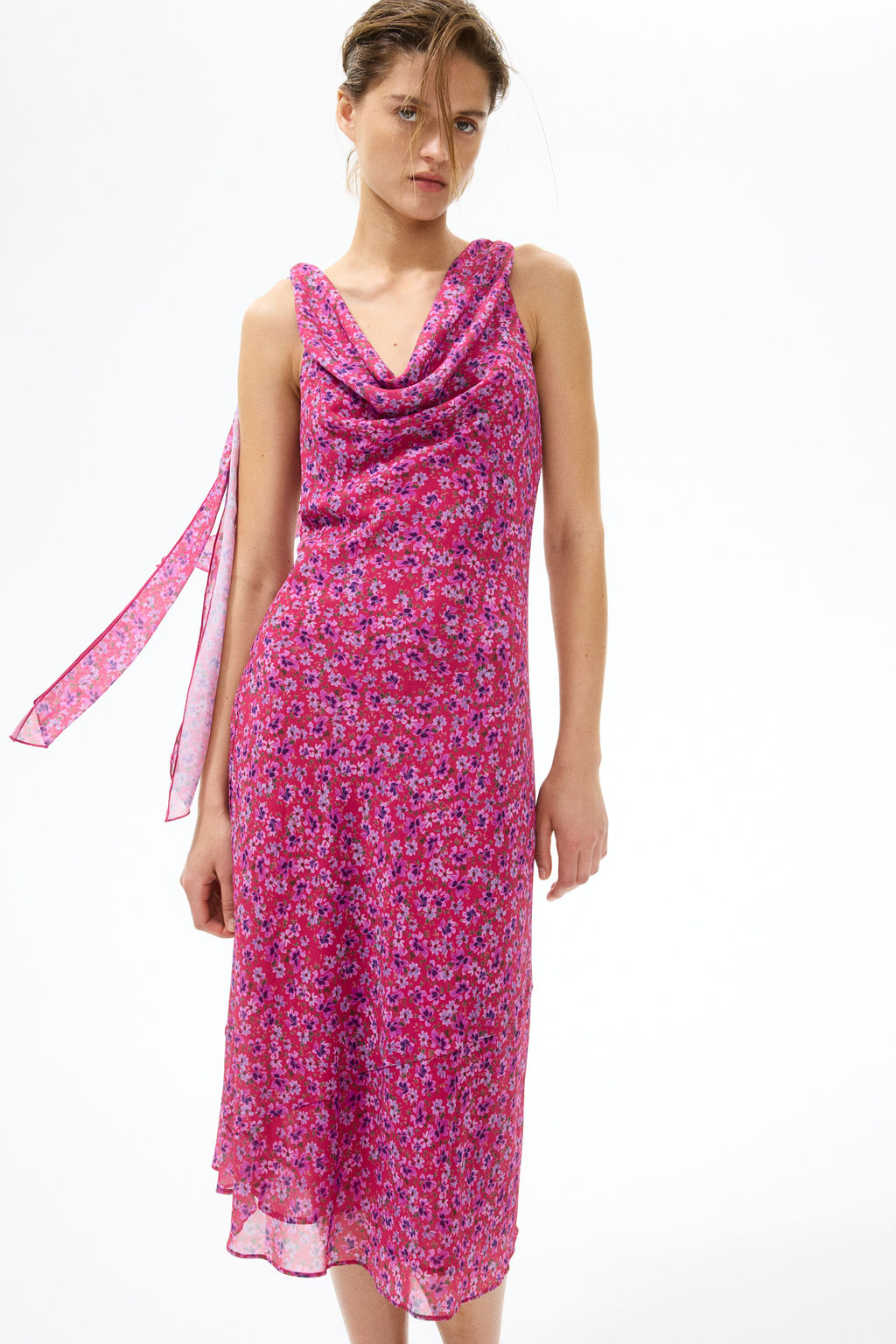 Vestido con escote drapeado y tirantes de lazo - H&m фото 3