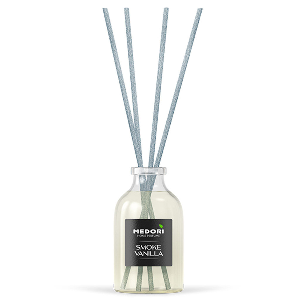 Ароматический диффузор 30мл Smoke vanilla 3,5х3,5х15см, настольный, стекло, палочки из микрофибры, парфюм, с пробником аромата, в коробке, Medori (Россия) - Домашняя мода фото 2