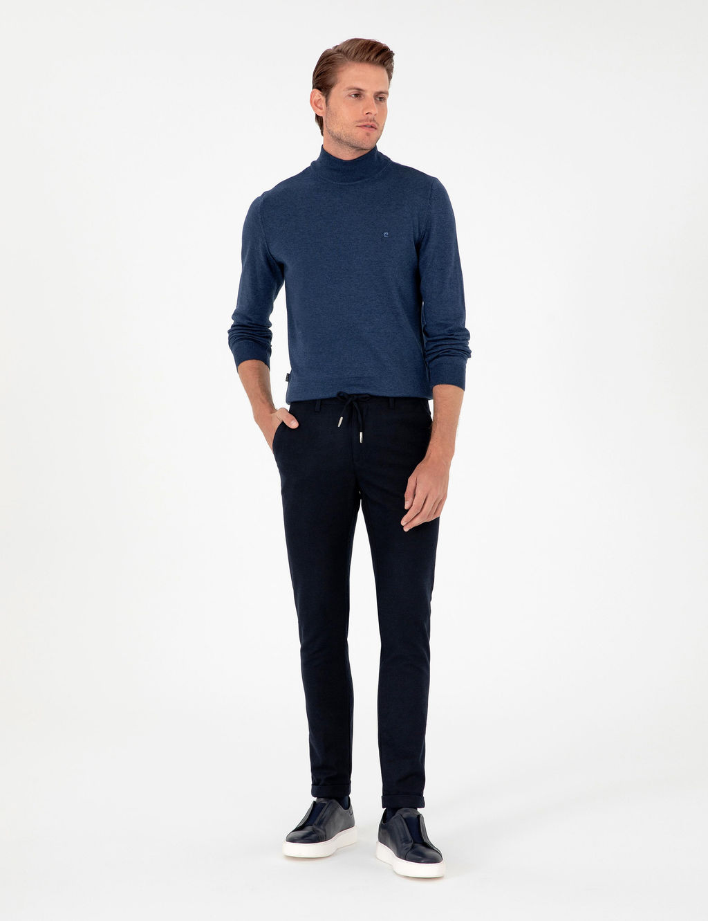 Lacivert Slim Fit Kanvas Pantolon