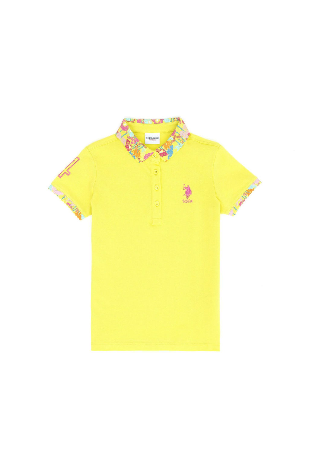 Неоново-желтая базовая футболка для девочек - U.s. polo assn фото 5