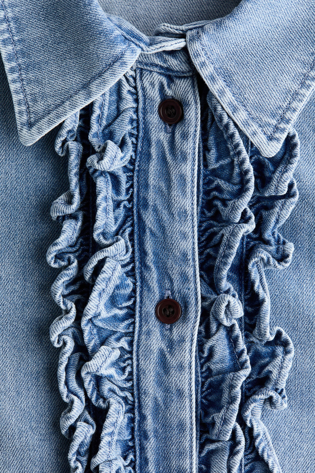 Camisa denim con ribete de volantes - H&m фото 3