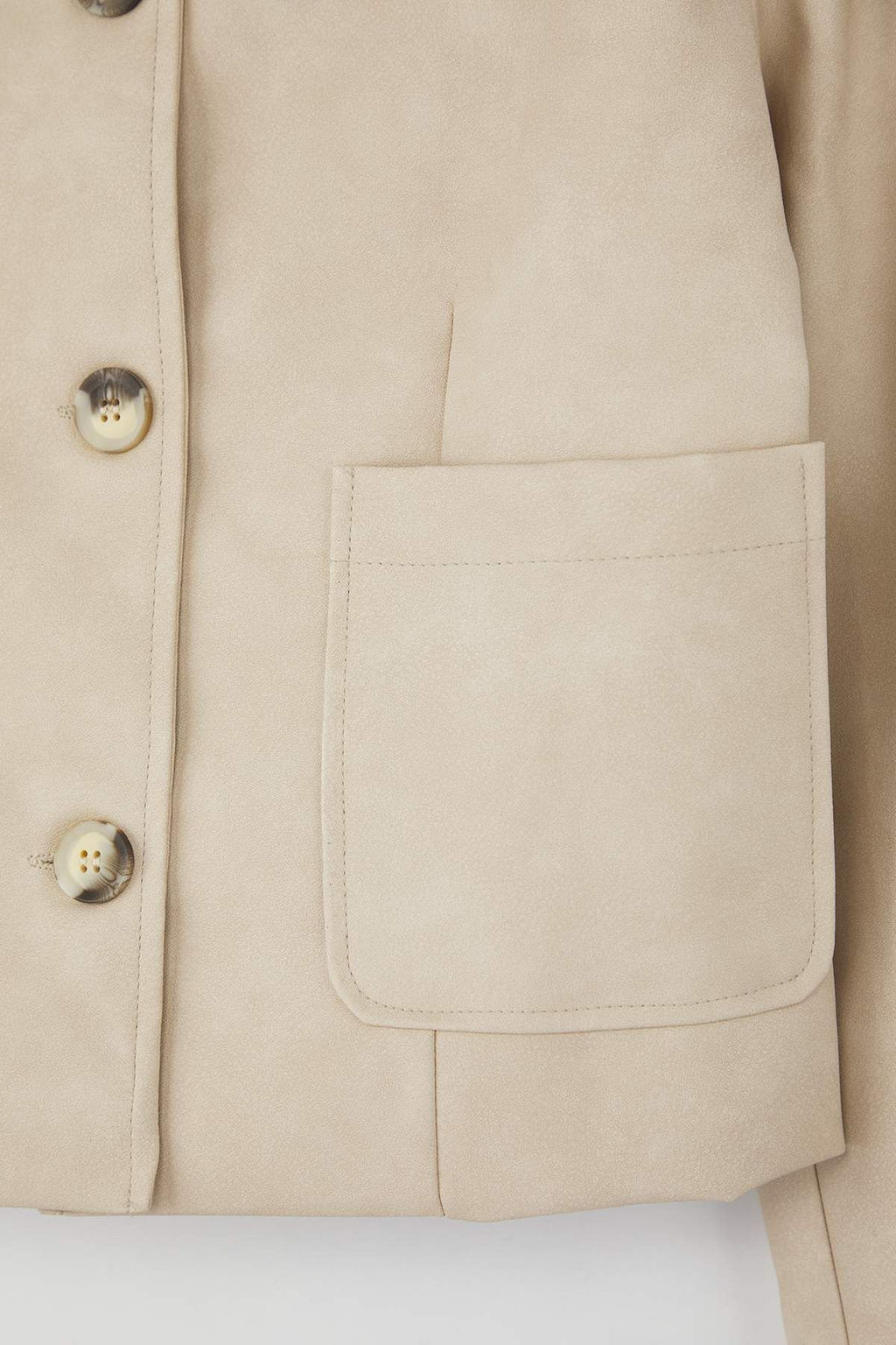 Tas Dugmeli Cep Detayl? Eskitme Gorunumlu Dokuma Suni Deri Ceket TWOAW26CE00018 - Trendyolmilla фото 6