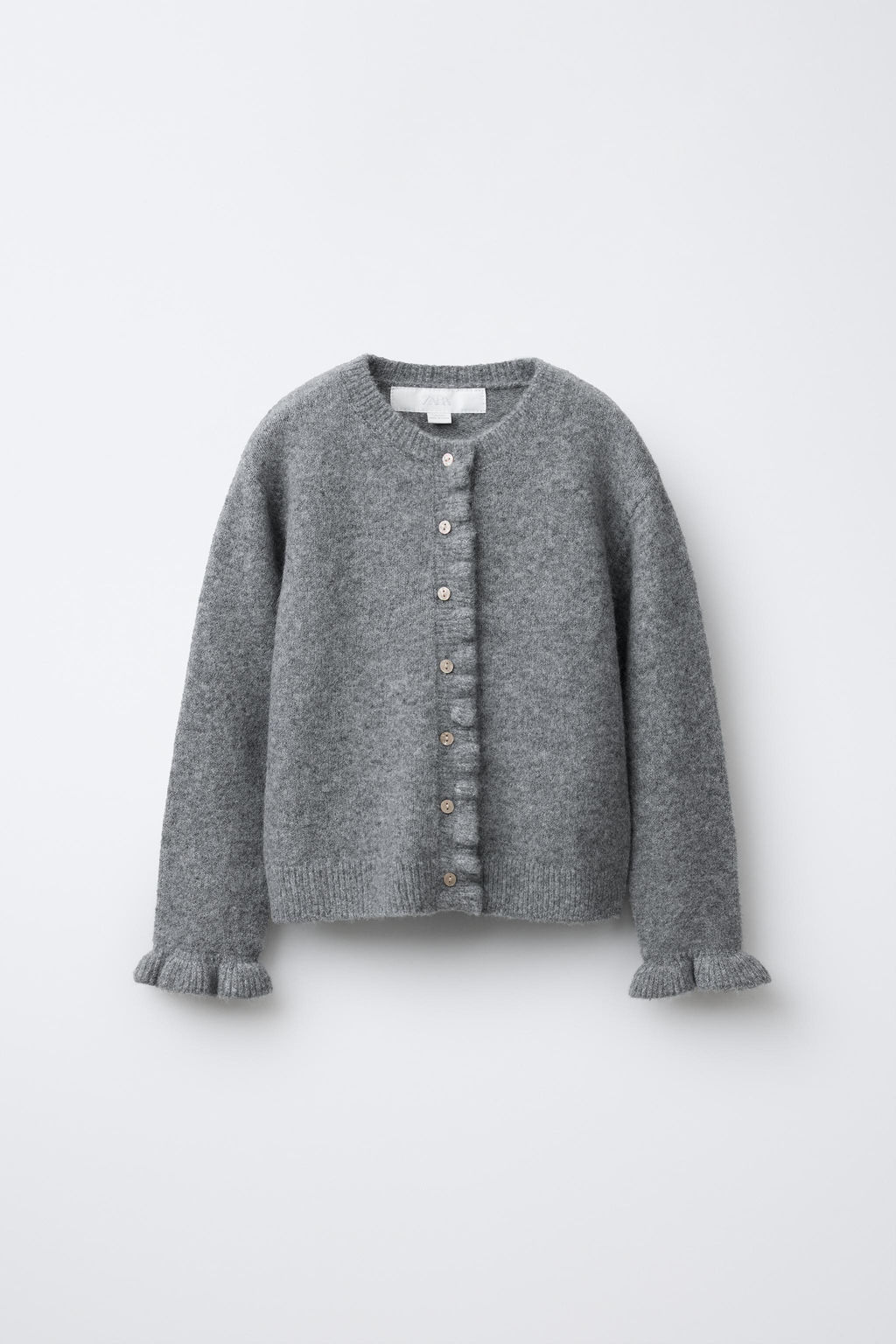 RUFFLE KNIT CARDIGAN WITH WOOL