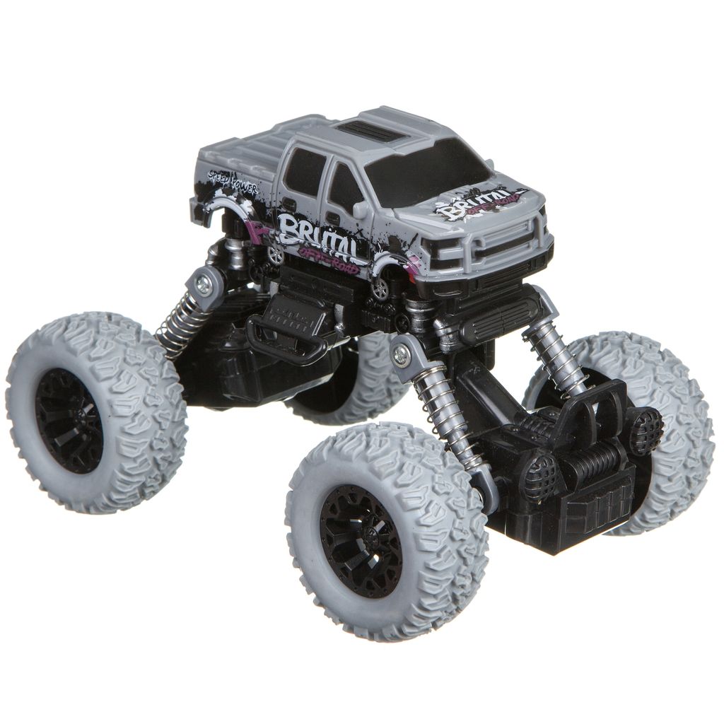 Инерц.(Pull back) пласт. джип 4WD на пружинной подвеске, Bondibon Парк Техники, цвет серый с графф  фото 12