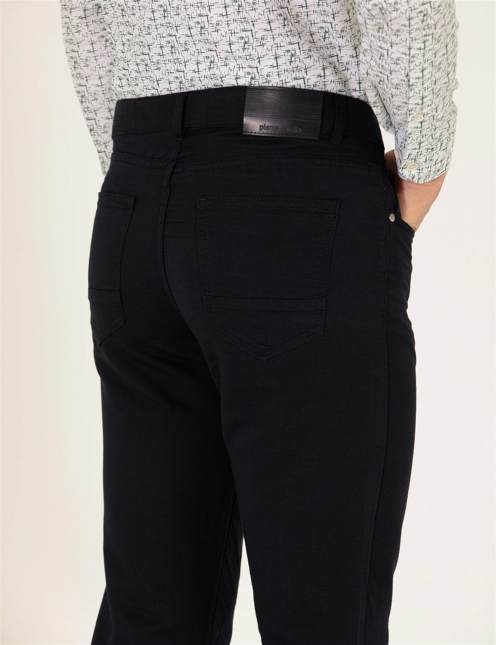 Siyah Slim Fit Keten Kar___ml_ Kanvas Pantolon