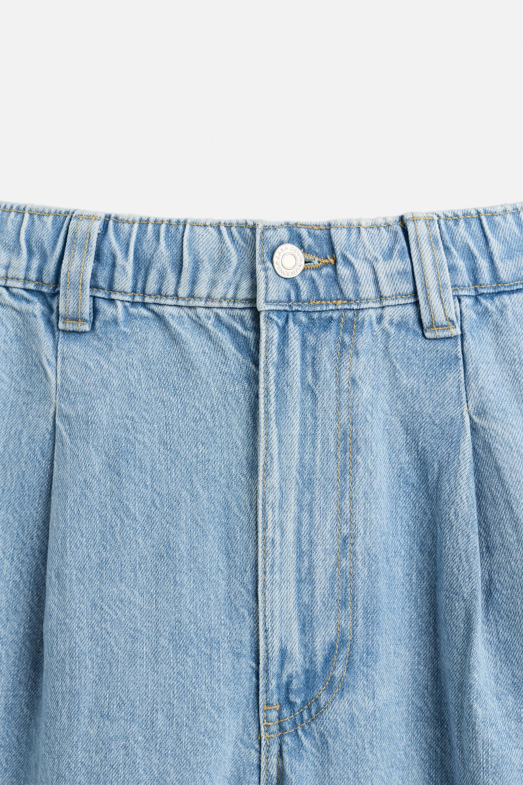 WIDE-LEG PLEATED DENIM CHINO TROUSERS - Zara фото 9
