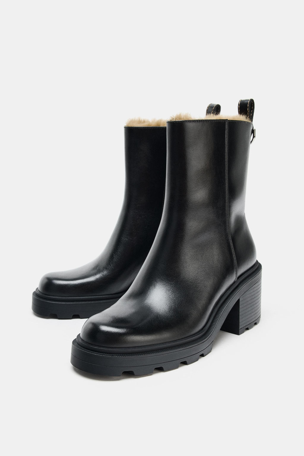 WATER REPELLENT LEATHER ANKLE BOOTS - Zara фото 13