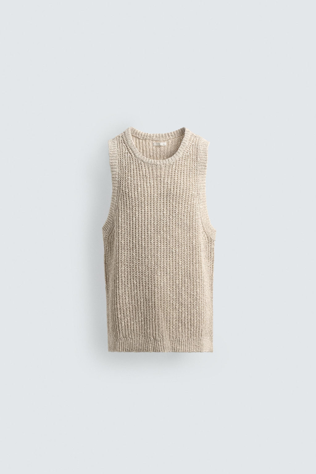 CAMISETA TANK ESTRUCTURA PUNTO ALGOD?N - LINO / Beige claro