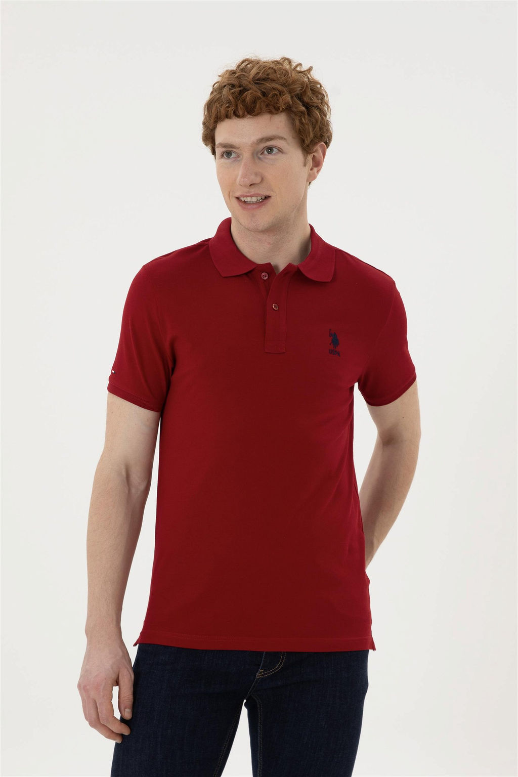 Мужская бордово-красная базовая футболка - U.s. polo assn фото 3