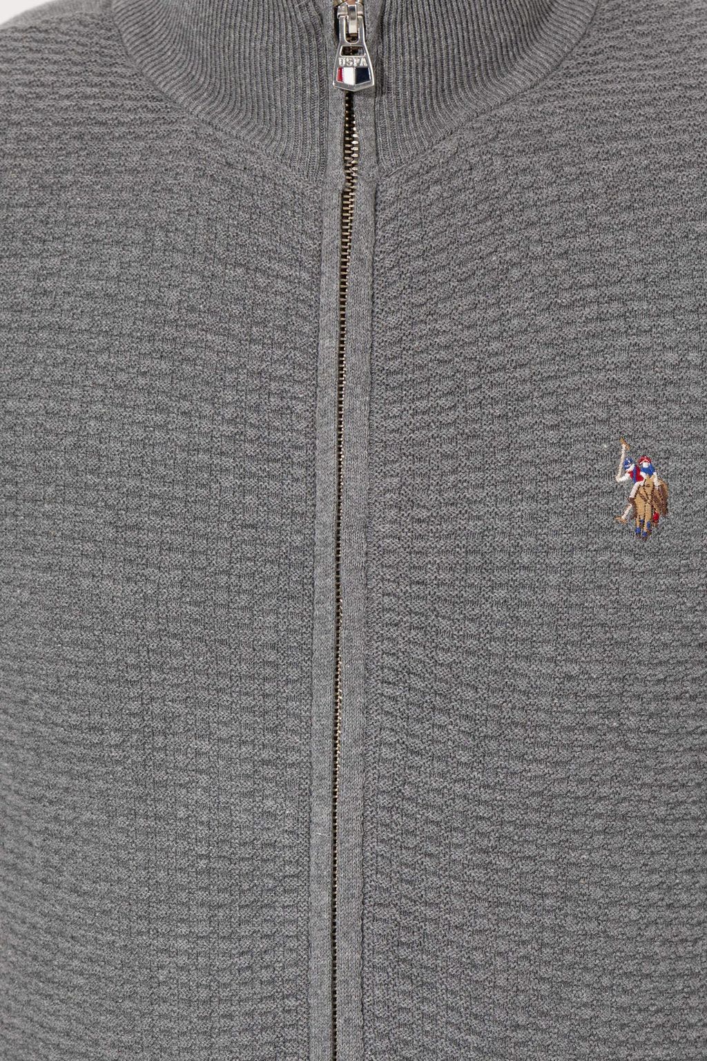 U. S. Polo Assn Мужской серый меланжевый базовый трикотажный кардиган - U.s. polo assn фото 6