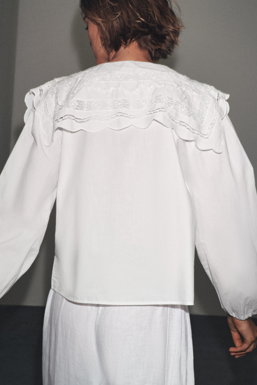 ZW COLLECTION EMBROIDERED COLLAR POPLIN SHIRT - Zara фото 3