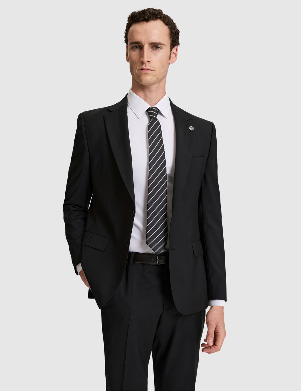 Siyah Slim Fit %100 Y_n Mono Yaka Tak_m Elbise