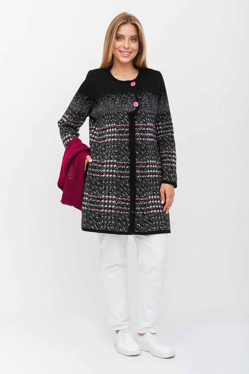 Кардиган В 1742/черно-ягодный (1330) - Злата Стиль фото 9