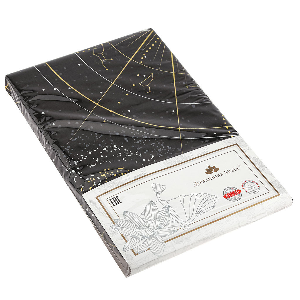 Пододеяльник Евро Макси на пуговицах Созвездие, черный 240х215см, бязь Комфорт 121г/м2, хлопок 100%, упаковка классическая ПВХ 28х41см, Домашняя мода (Россия)  фото 2
