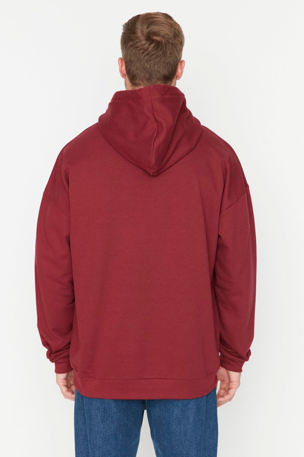 Bordo Oversize/Genis Kesim Kapusonlu Ici Polar/S?cak Tutan Sweatshirt TMNAW23SW00195