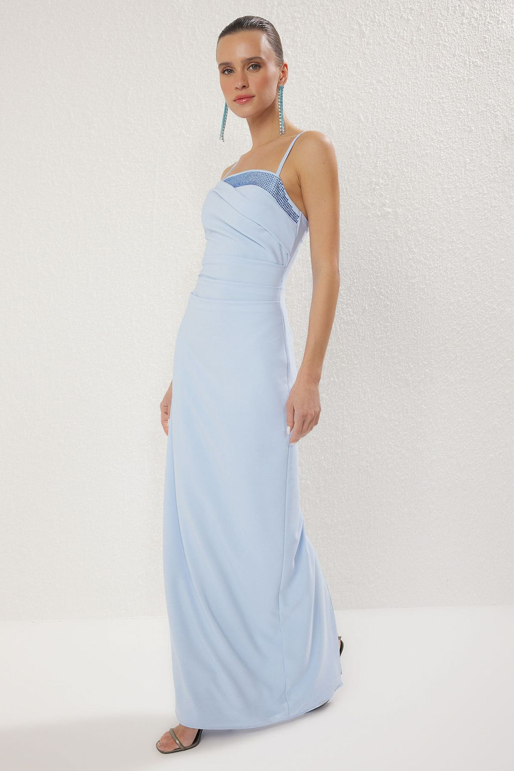 TRENDYOLMILLA Siyah Tas Bask? Dokuma Uzun S?k Abiye & Mezuniyet Elbise TPRSS25AE00171 фото 5