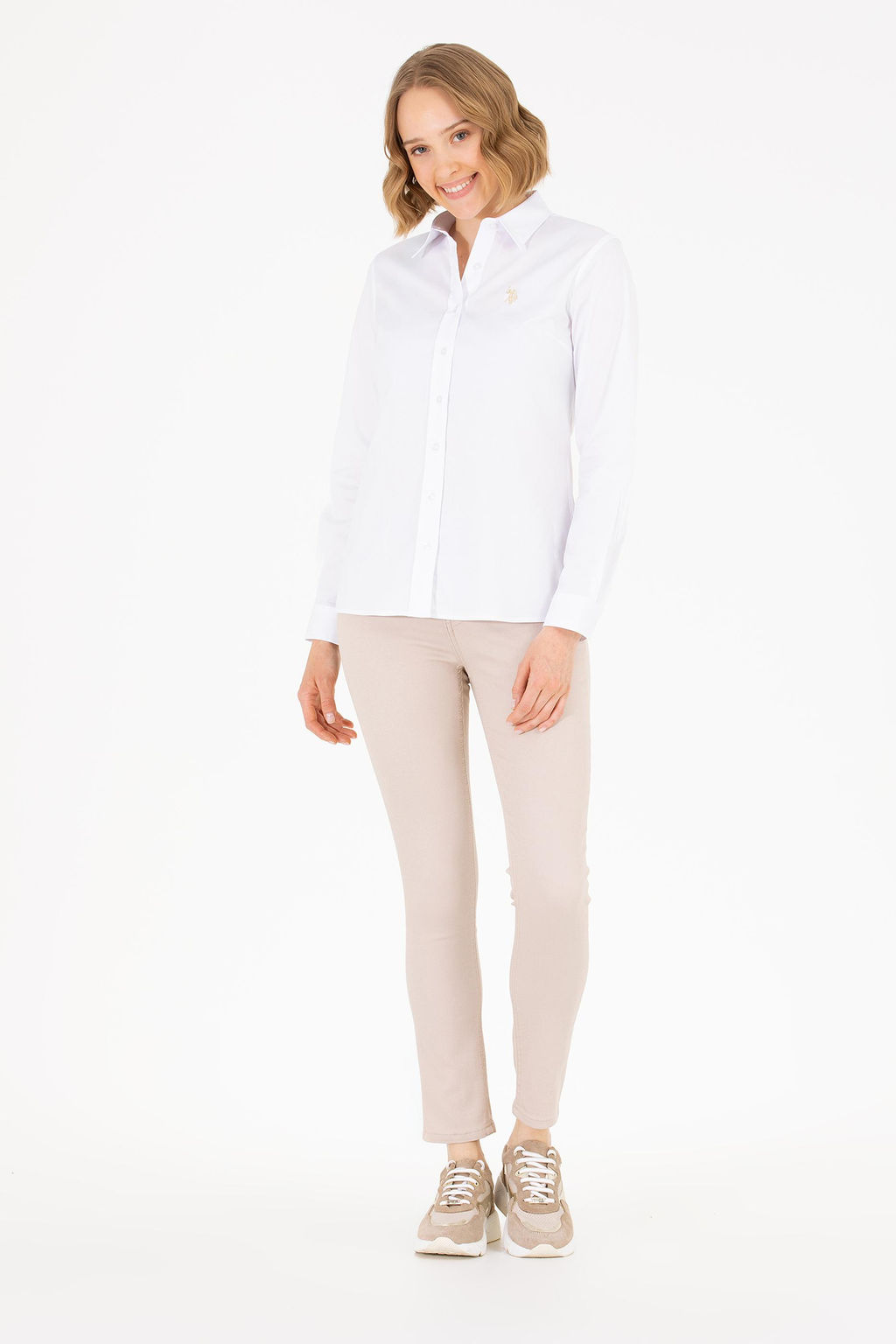 U. S. Polo Assn Женская белая базовая рубашка с длинным рукавом - U.s. polo assn фото 3