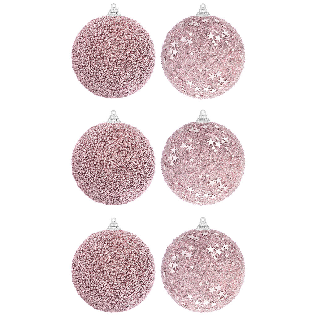 Набор 6 новогодних шаров 9,5*9,5 см "Розэ" с глиттером