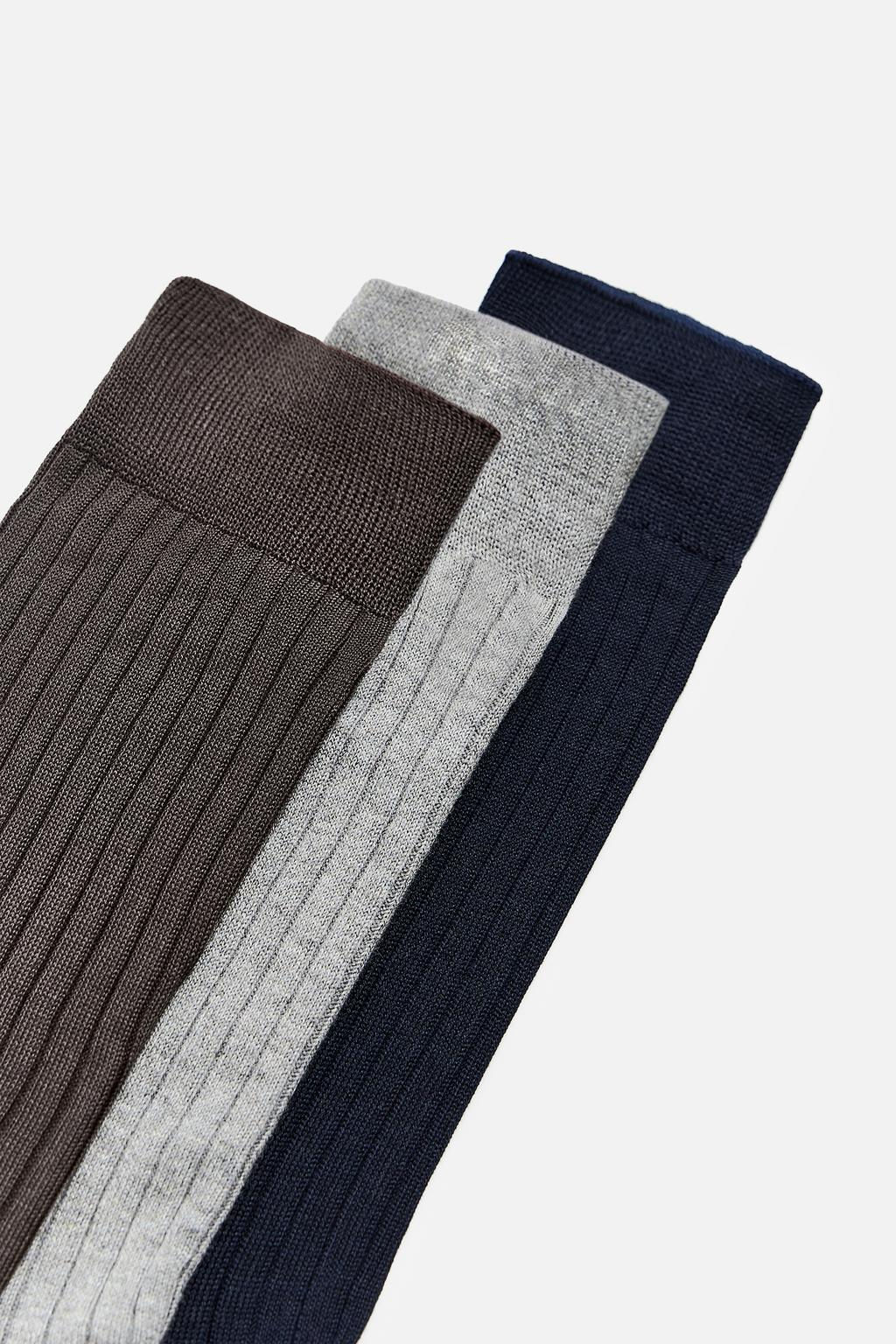 3-PACK OF MERCERISED COTTON RIBBED SOCKS - Zara фото 3