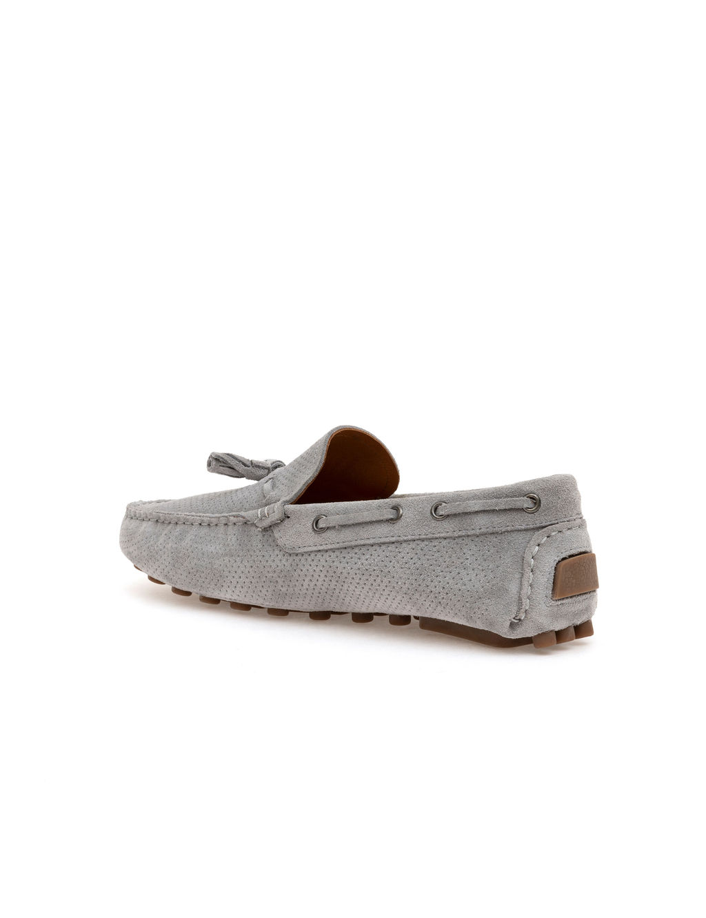 Gri %100 Deri Loafer Ayakkab_