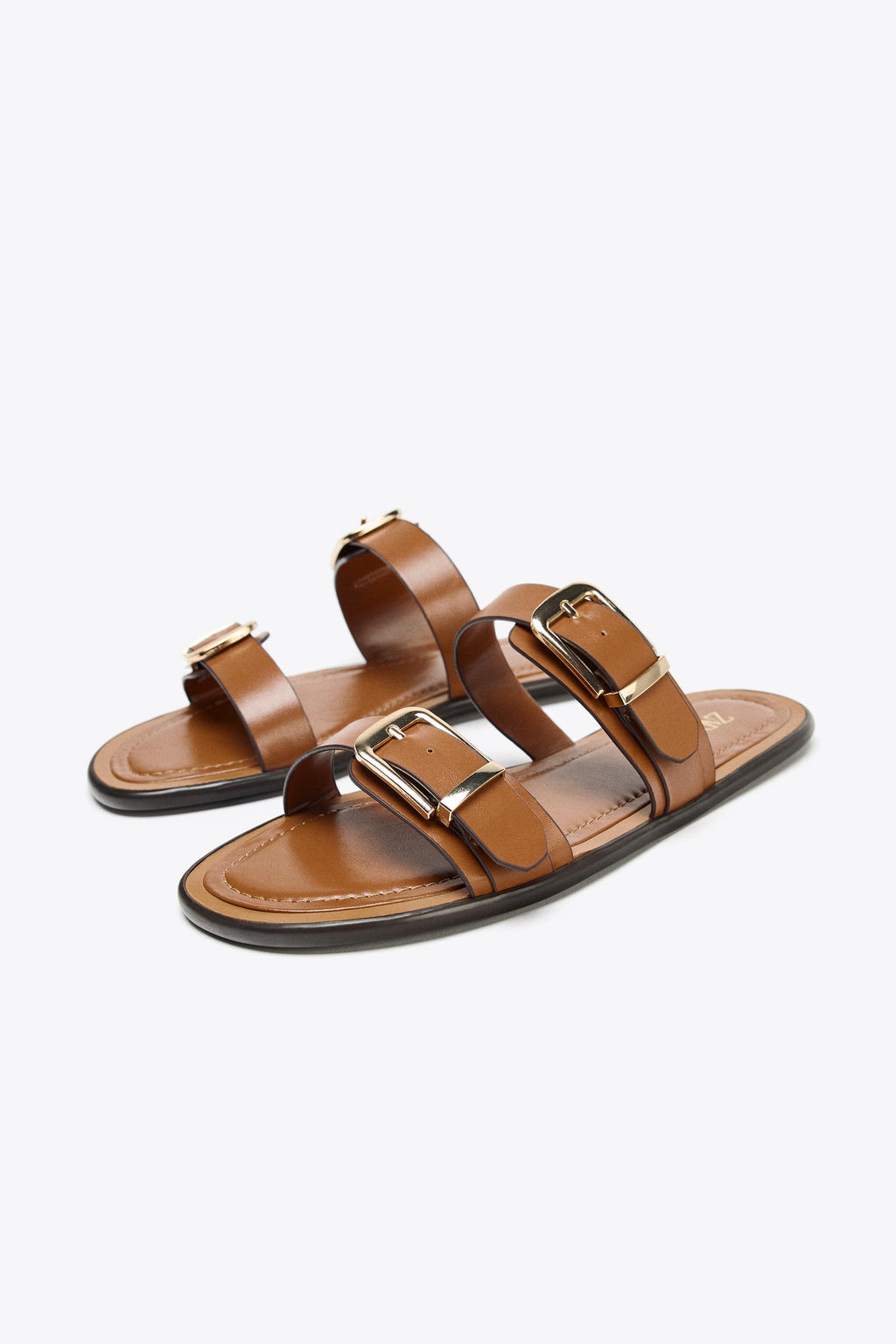 DOUBLE-STRAP BUCKLE FLAT SANDALS - Zara фото 13